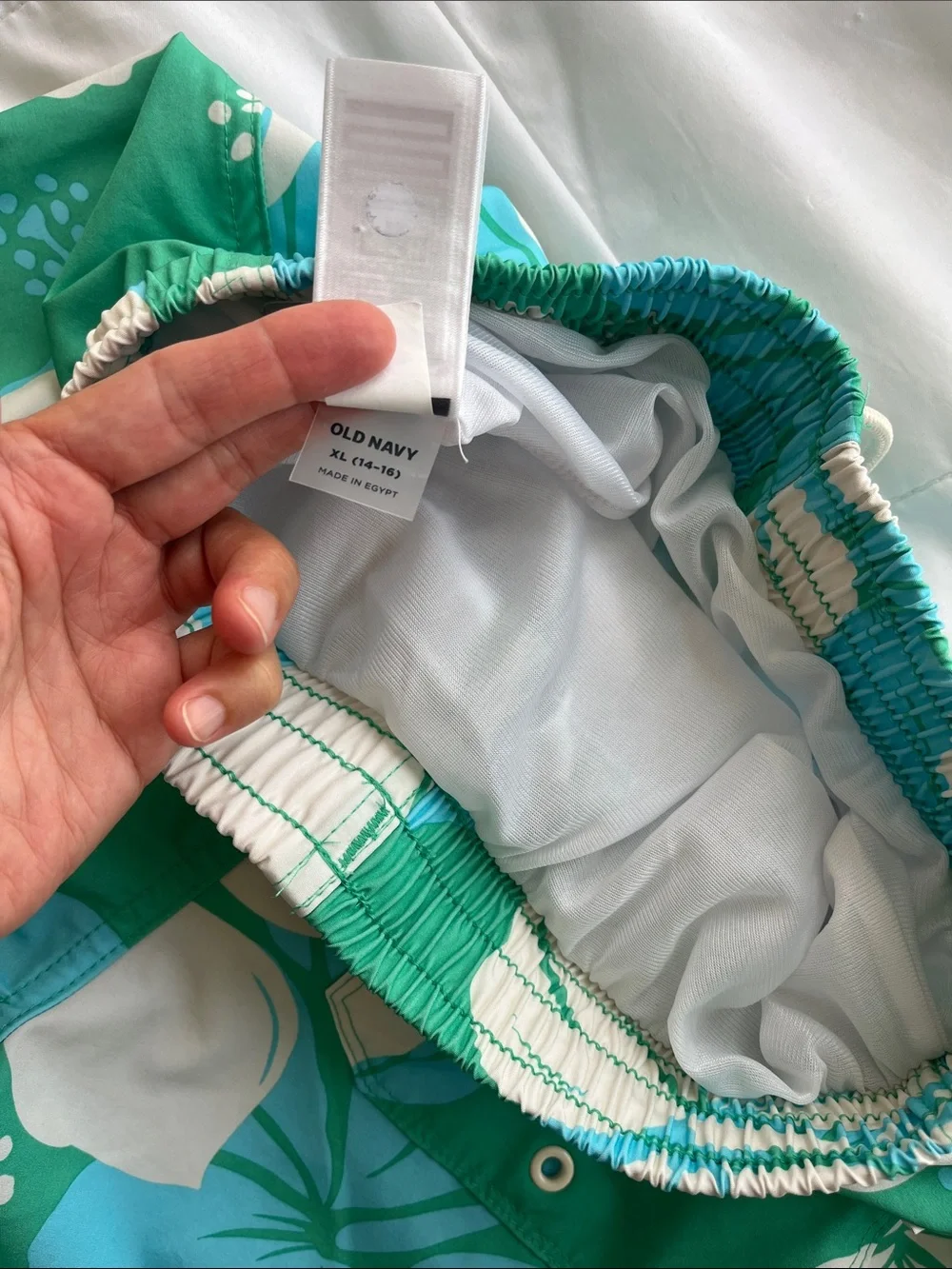 Old Navy Green & Teal Tropical Floral Swim trunks